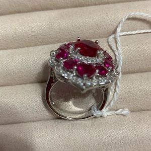 Ring with Ruby in Sterling Silver